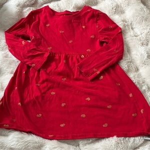 Old Navy 4T Red Dress with Gold Heart Accents